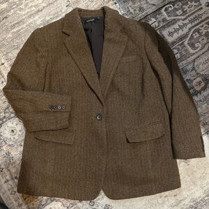 Ralph Lauren herringbone wool brown black blazer XL clean girl New York